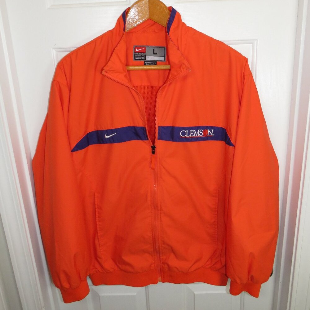 Vintage Nike Team Men's LG Orange Clemson University Tigers Windbreaker Jacket
